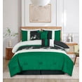 thumbnail image 2 of Chezmoi Collection 7-Piece Luxury Floral Leaves Embroidery Comforter Set, Queen, Green/Black/Cream, 2 of 9