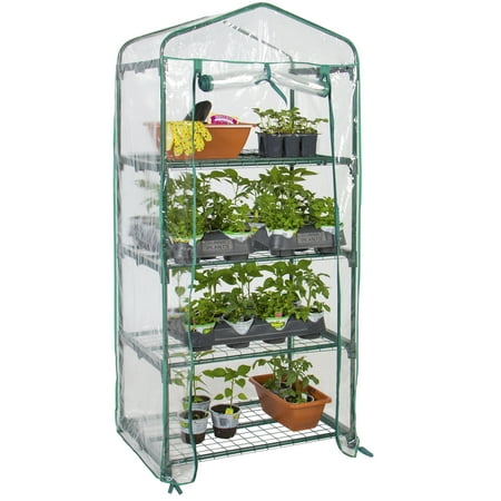 Best Choice Products 4-Tier Mini Greenhouse w/ Cover and Roll-Up Zipper (Best Roll Up Door)