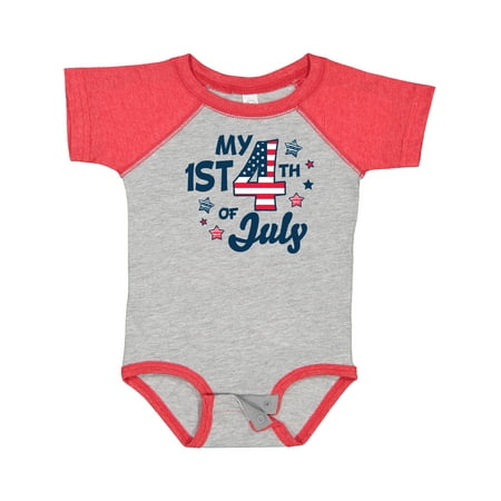 

Inktastic My 1st 4th of July with Striped Stars Gift Baby Boy or Baby Girl Bodysuit