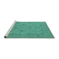 thumbnail image 2 of Ahgly Company Machine Washable Indoor Rectangle Oriental Turquoise Blue Traditional Area Rugs, 7' x 9', 2 of 4