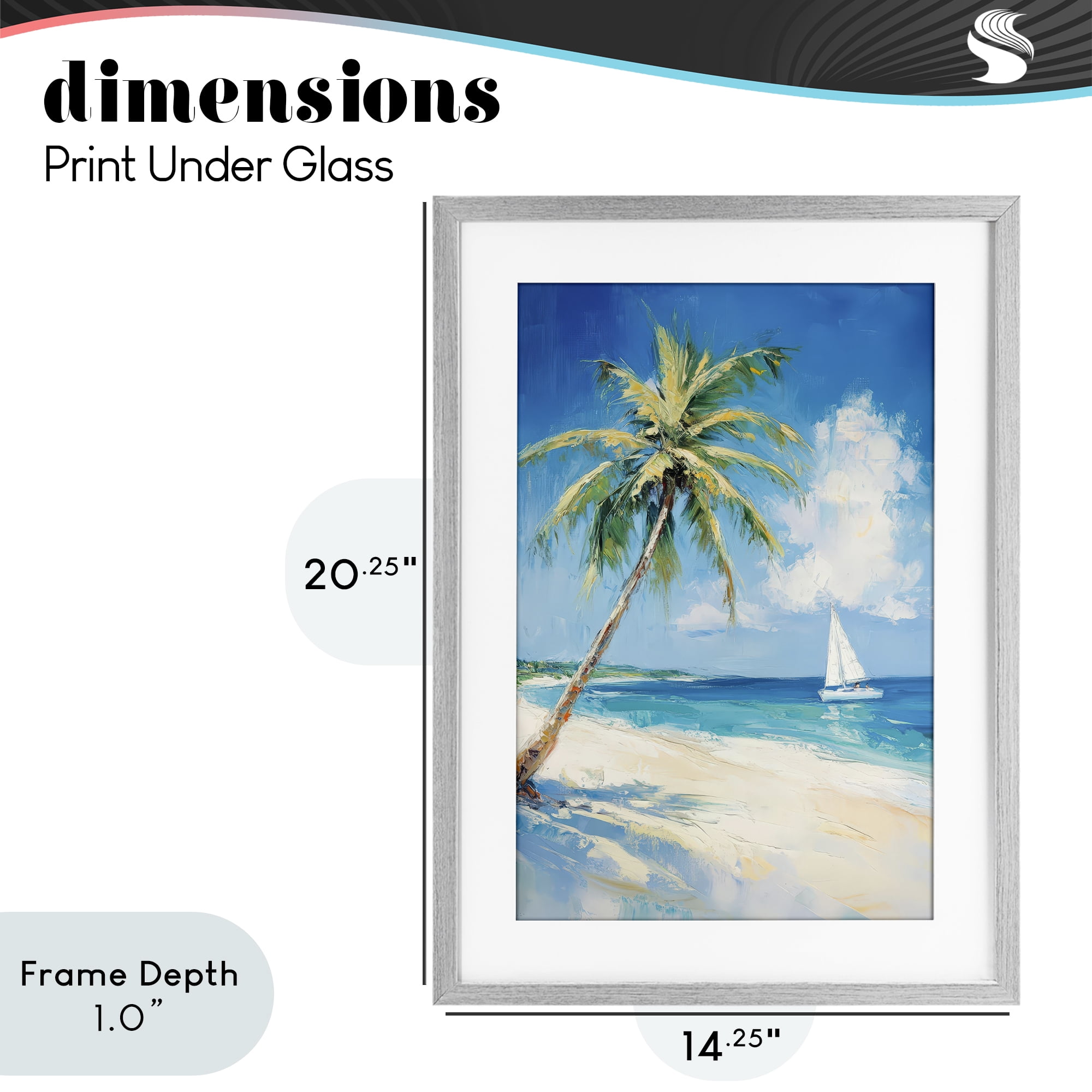 Stupell Industries White Clouds & Sails Gray Framed Print Under Glass, design by Petal Prints Design