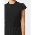 thumbnail image 4 of DARING DIVA Mock Neck Cap Sleeve Belted A-Line Dress L Black, 4 of 6