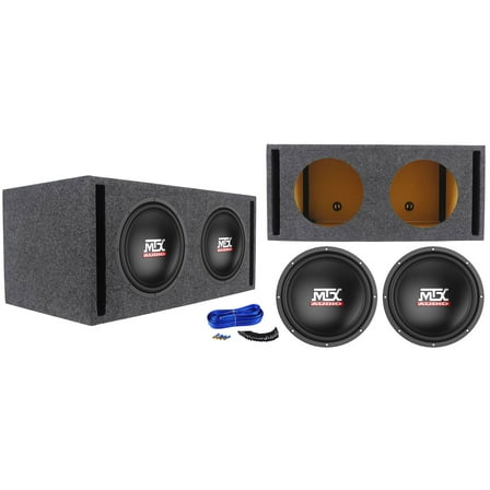 2) MTX Terminator TN12-02 12” 800w Car Audio Subwoofers Vented Sub Box Enclosure