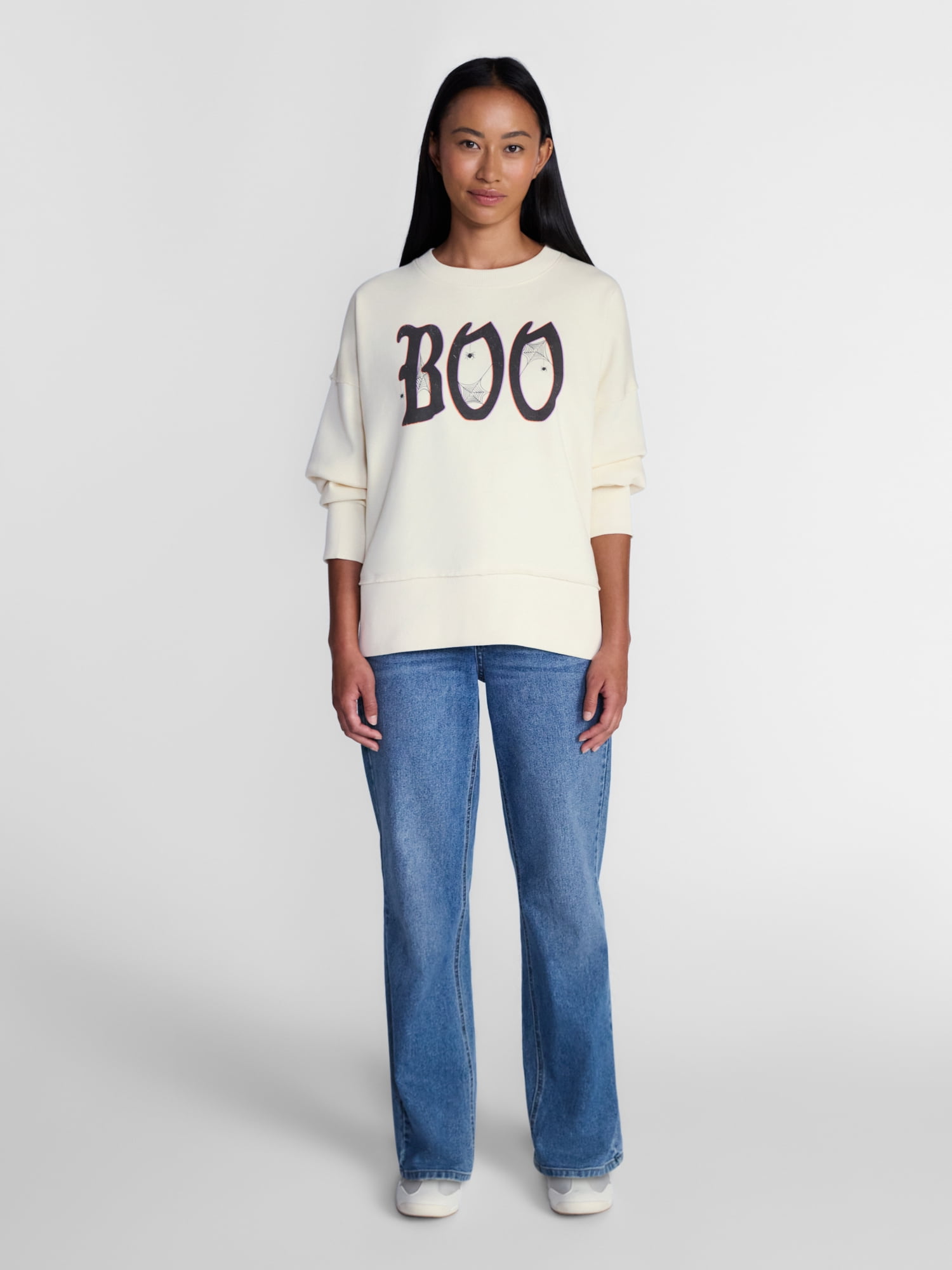 Women's Halloween Gothic Boo Graphic Fleece from Way to Celebrate, Sizes S-4X