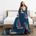 thumbnail image 5 of DouZhe Ultra-Soft Micro Fleece Lightweight Flannel Bed Blanket, Ocean Beach Sailboat Surfing Print Cozy Warm Throw Blankets, 60"x50", 5 of 7