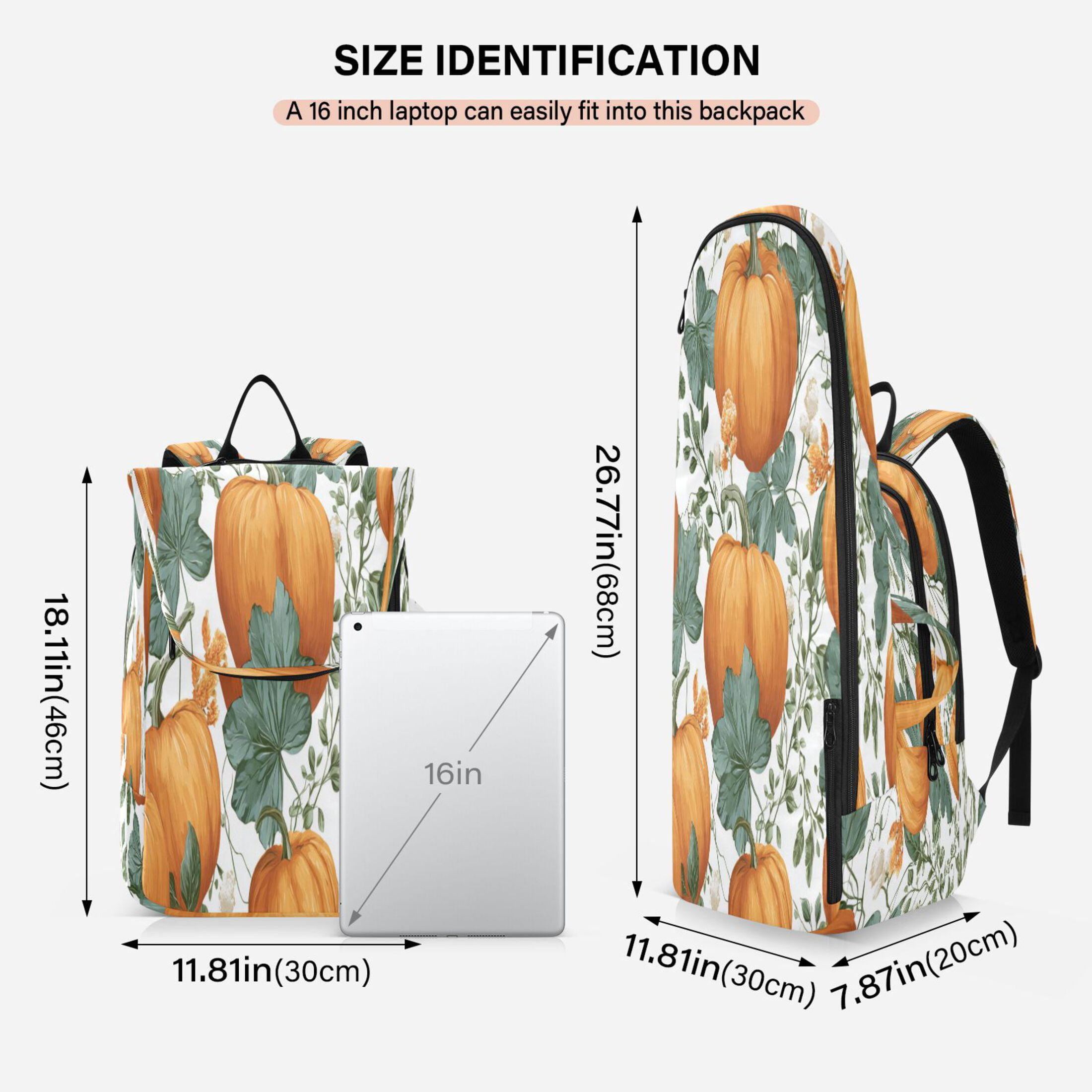 2 Racquet Holder Tennis Backpack Tennis Racket Covers Gym Bags Pumpkins and Leaves