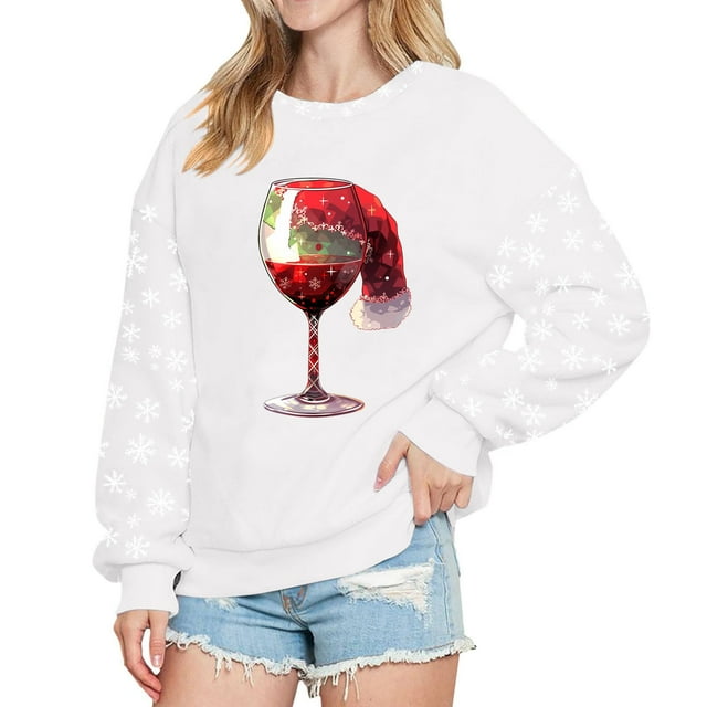 EHQJNJ Chandails en Molleton Col Rond Femmes Graphique Grande Taille Chandail en Molleton Graphique de Noël pour Femmes Col Rond Pull Col Rond Chandail en Molleton Imprimé Festif Haut Décontracté Chandail en Molleton pour Femmes Col Rond, Saisonnier