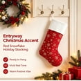 thumbnail image 7 of Red Christmas Stocking with Gold Snowflake Pattern, Soft White Plush Cuff Hanging Decor for Fireplace Mantel and Staircase, 7 of 7
