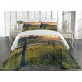 thumbnail image 2 of Ambesonne European Quilted Coverlet 3 Pcs, Morning Sunbeams Sky, King Size, Fern Green Yellow, 2 of 4