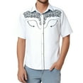 thumbnail image 4 of XDZJLR Mens T Shirts Western Cowboy Embroidered Short Sleeve Lapel Slim Fit Casual Button Down With Pockets Tees, 4 of 4