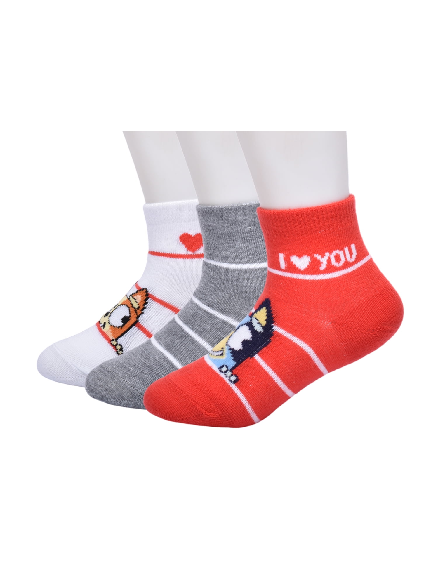 Character Toddler Valentine's Ankle Socks, 3- Pack, Sizes 12M- 5T