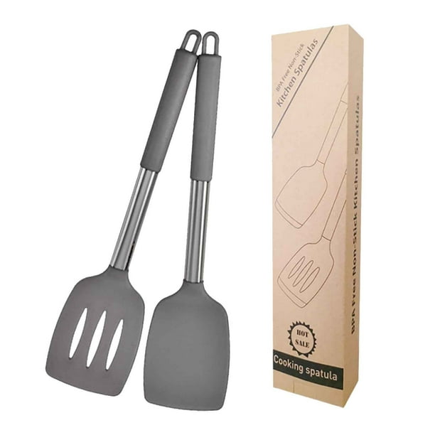 Xihbxyly Pala de Cocina Antiadherente, Acero Inoxidable Resistente Al Calor, Cabezal Flexible y Duradero, Fácil de Limpiar, Ligera, Multiusos: Hornear, Freír, Remover, Orificio para Colgar, 1 Juego
