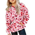 thumbnail image 2 of WEIYLL Hoodies for Girls Teen Like Heart Print Shirts Outfits Tween Cute Fashion Pink Winter Clothing 13-14 Years, 2 of 5