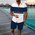 thumbnail image 2 of Vedolay Two Piece Short Outfit Men's Summer 2 Piece Tracksuit Casual Short Sleeve Shirts and Classic Fit Sport Shorts Set,Green XXL, 2 of 3