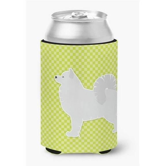 Samoyed Checkerboard Green Can or Bottle Hugger