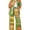 Green-Flower, variant on Women's Summer 2-Piece Set, Button-Down Shirt and Wide-Leg Pants,Yellow,Medium