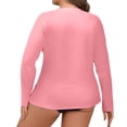 thumbnail image 5 of Women's Plus Size Swim Shirt Long Sleeve Rash Guard UV Protection Sun Shirts UPF 50+ Quick Dry Hiking Fishing Tops Pink 5XL, 5 of 6