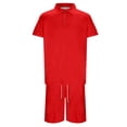 thumbnail image 4 of Men Casual Outfits Slim Fit Breathable Stylish Tee Shirt and Short Sets Solid Color Loose Sports Track Suits Activewear Clothing Red Size Red, 4 of 4