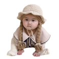 thumbnail image 3 of Toddler Infant Girls Cute Soft Winter Knit Warm Wig Hat with Cotton Lining, 3 of 3