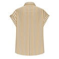 thumbnail image 5 of Striped Button Up Shirts for Women Dressy Casual Short Sleeve Pocket Loose Office Collared Blouses, Yellow S, 5 of 6