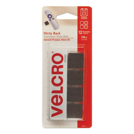 

Sticky-Back Fasteners Removable Adhesive 0.88 X 0.88 Black 12/pack | Bundle of 2 Packs