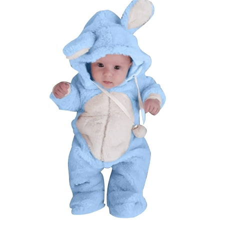 

nsendm Cat And Clothes Toddler Baby Boys Girls Winter Cute Hooded Fleece Jumpsuit 18 Months Boy Summer Clothes Light Blue 0-6 Months
