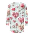 thumbnail image 4 of Women's Valentine's Day Shirts Women's 3/4 Length Sleeve T Shirts Crew Neck Tops for Women Cotton Tshirts Shirts for Women Todays Daily Deals Clearance, 4 of 5