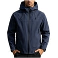 thumbnail image 2 of LEKWK Rain Jacket Men Big and Tall Water Resistant Lightweight Windbreaker Hooded Coat Full Zip Hiking Running Golf Outdoor Activewear, 2 of 9