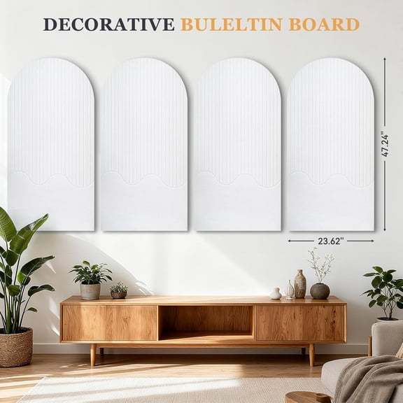 Large Felt Bulletin Board with Self-Adhesive Tape, 96"x48", Cork Board Alternative for Wall, 4-Pack Pin Board Picture Board for Home Office , Includes 40 Pushpins