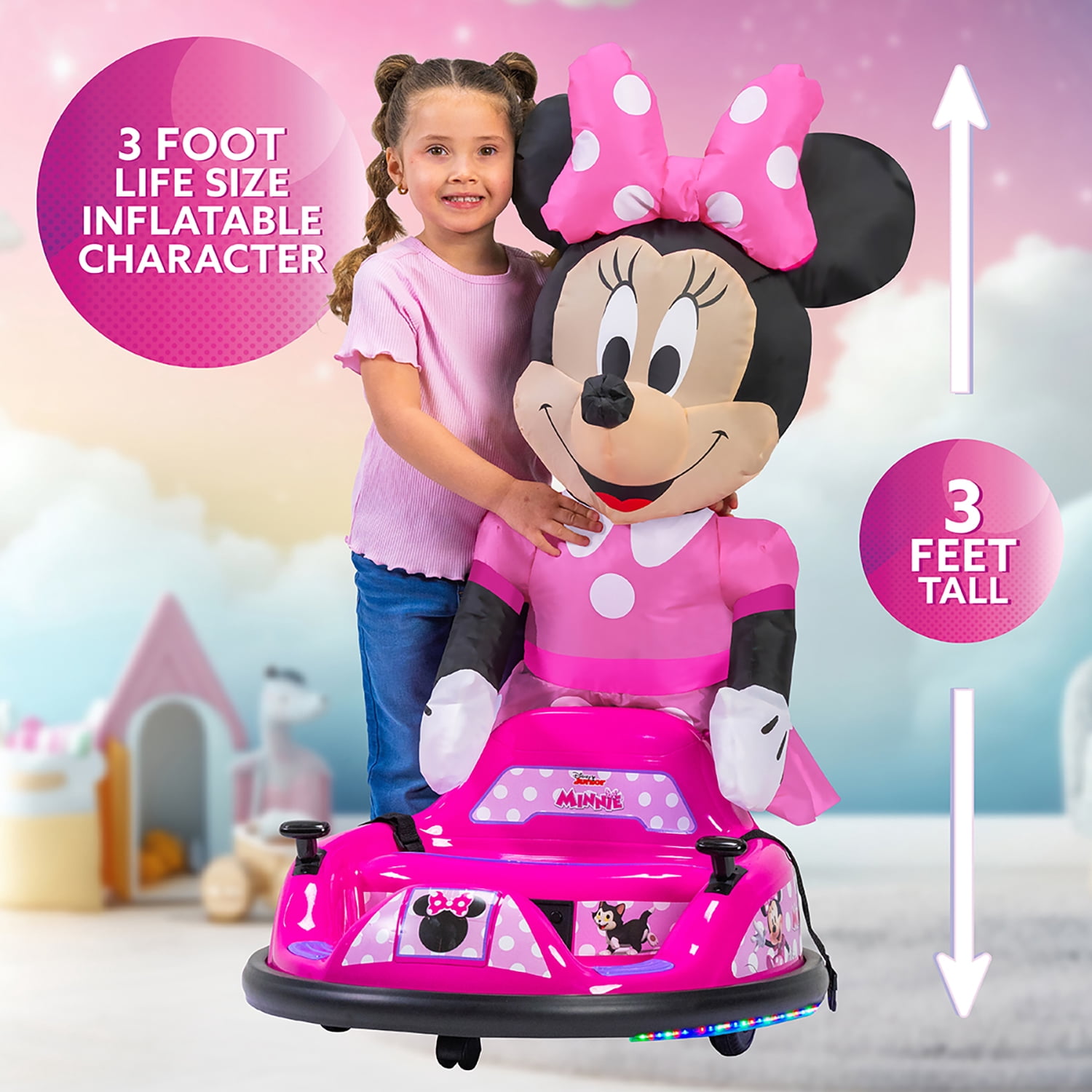 Minnie Mouse 6V ImaginAir Ride on Bumper Car with Inflatable Minnie Character and Rechargeable Battery