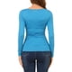 thumbnail image 3 of INSPIRAR CHIC Blusas de Manga Larga Ajustadas de Cuello Redondo para Mujeres en Color Azul Lago, 3 of 7