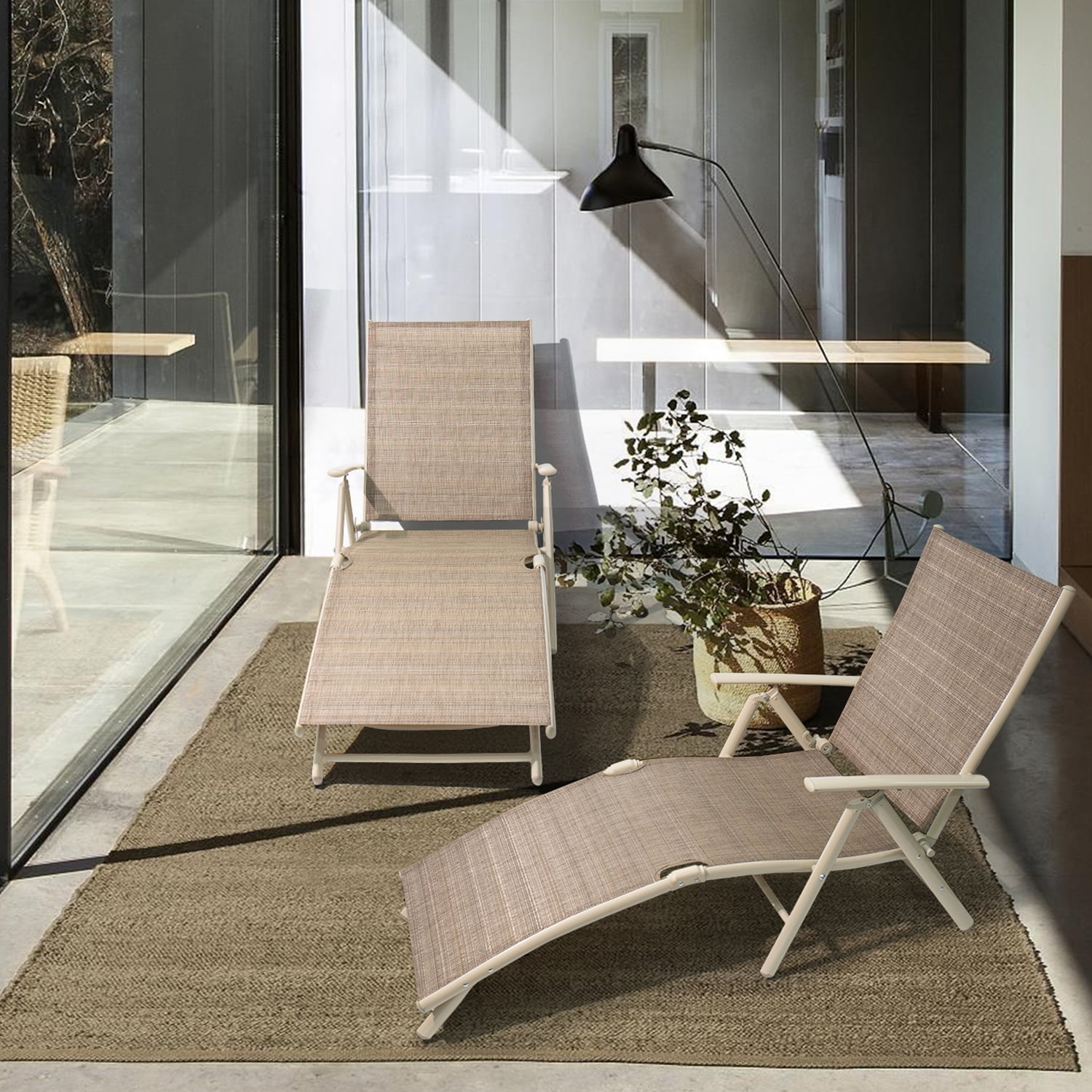 Wooden Sun lounger Adjustable Outdoor Garden Loungers Portable Wheel Patio Table 
