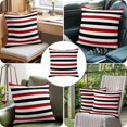 thumbnail image 4 of Throw Pillow Covers, Red Black Stripe 16x16 Pillow Covers for Couch/Sofa/Bed, Farmhouse Watercolor Modern Geometric Decorative Square Linen Cushion Pillowcase for Home Decor, 4 of 9