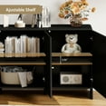 thumbnail image 6 of WIRRYTOR Fluted Sideboard Buffet Cabinet with 3 Doors, Buffet Storage Cabinet with Adjustable Shelves, Pop-Up Doors, Stripe Patterns&Arche Tirm Design for Kitchen Dining Living Room,Black, 6 of 7