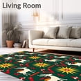 thumbnail image 2 of ODIKA 2'x3' Machine Washable Non-Slip Area Rug, Joyful Reindeer with Starburst Accents Folk Inspired High Traffic Rug with Pad, Green, 626588, 2 of 8