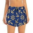 thumbnail image 2 of Xecao's Anchors and Nautical for a double-layer running short for women, perfect for gym, tennis, and more, featuring a convenient pocket., 2 of 9