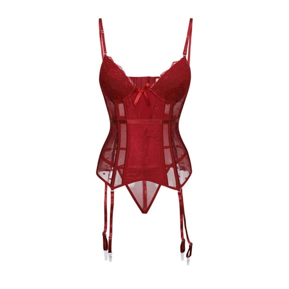 Generic Sexy Lace Up Floral Garter Underwire Teddy Bodysuit Lingerie Belt Women Top One Piece