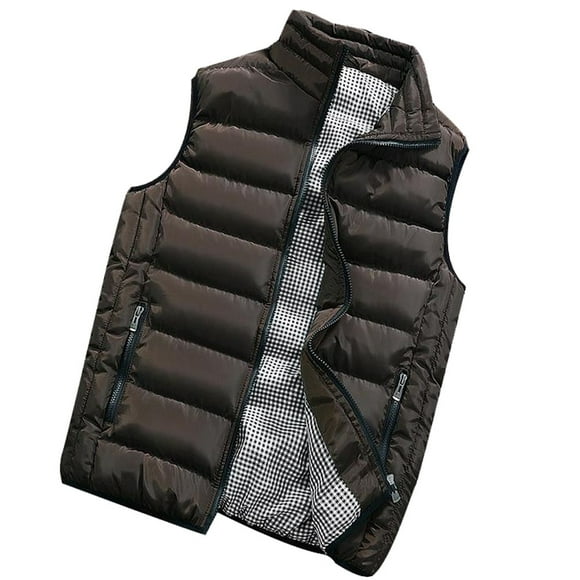 XZNGL Men Autumn Winter Coat Padded Cotton Vest Warm Hooded Thick Vest Tops Jacket