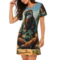 thumbnail image 2 of Disketp Forest Meditating Gorilla para Camisón Corto de Manga Corta para Mujeres, Camisón Cómodo con Escote Redondo, Bonito y Confortable, 2 of 6
