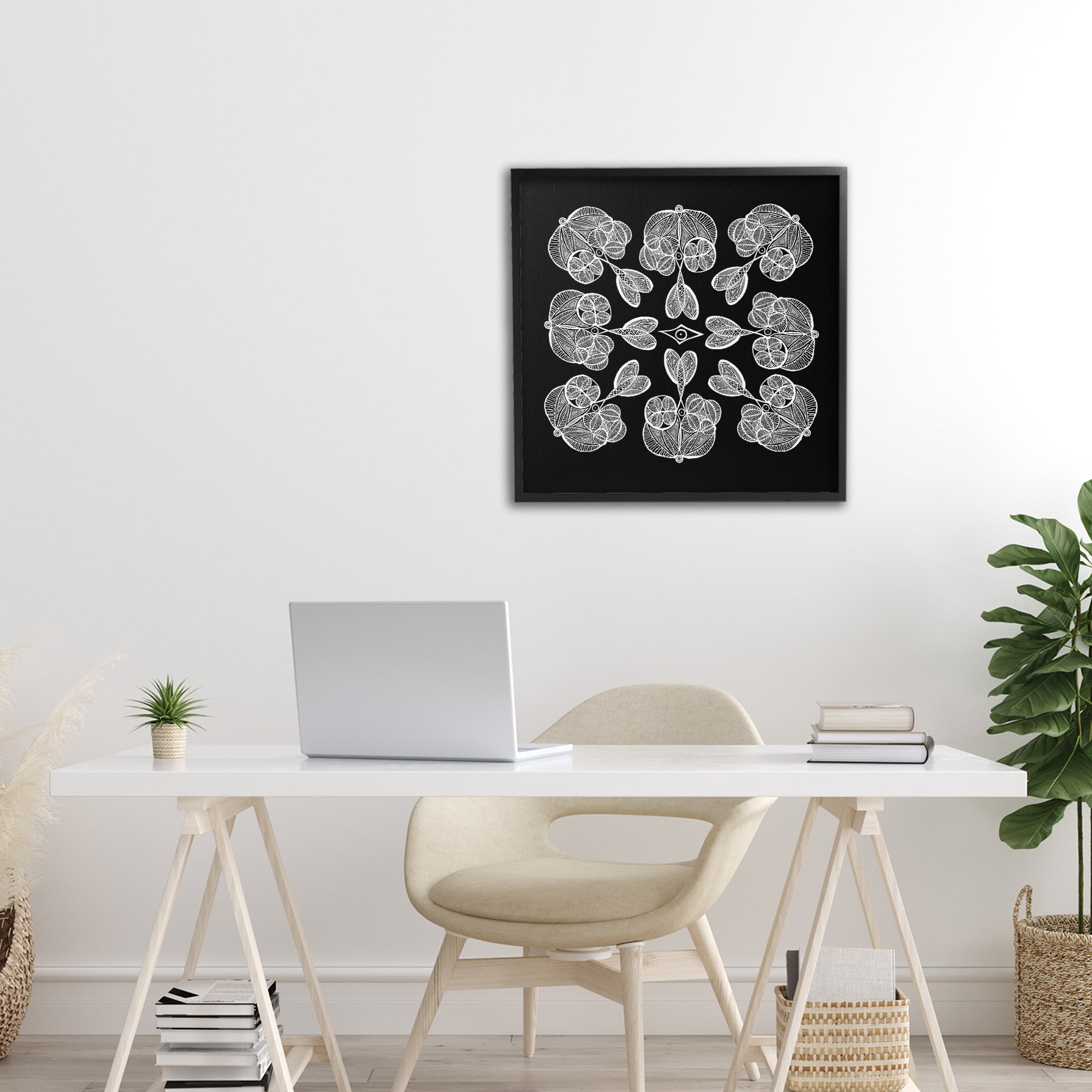 Stupell Industries Rounded Symmetry Elementals Black Framed Giclee Art, design by El Perkin