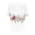 thumbnail image 6 of Jsaierl Plus Size Pleated Tops for Women Trendy Short Sleeve Blouses Dressy Casual Crewneck Tunics Cute Floral Print Summer Boho Top L-5XL, 6 of 7