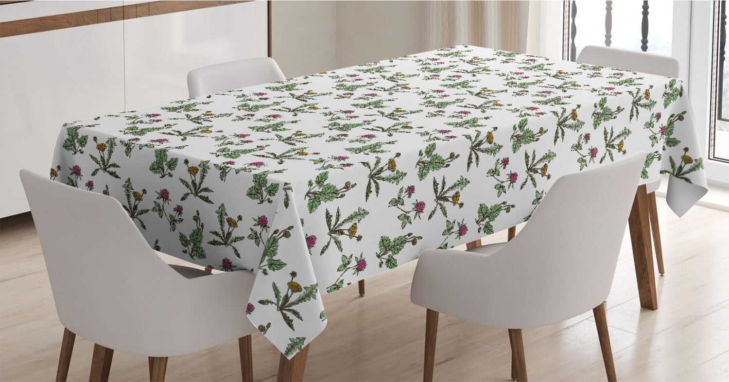 Fern Green Multicolor Ambesonne Flowers Insects Tablecloth 60 X 84 Rectangular Table Cover for Dining Room Kitchen Decor Watercolor Style Burgeoning Floral Details 