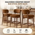 thumbnail image 3 of Daluvenix Counter Height Bar Stools Set of 4, Mid-Century Bar Chairs with Solid Wood Frame and Backrest, Modern Boucle Fabric BarStool for Kitchen Island, Wooden Dining Room Chair, 3 of 8