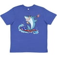 thumbnail image 3 of Inktastic Fourth of July Shark Surfing Youth T-Shirt, 3 of 5