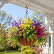 6Pcs/set Artificial Flowers for Outdoors Fake Plastic Plants Faux Shrubs Greenery Wheat Grass UV Resistant for Spring Summer Garden Patio Window Box Office Table Kitchen Home Decoration