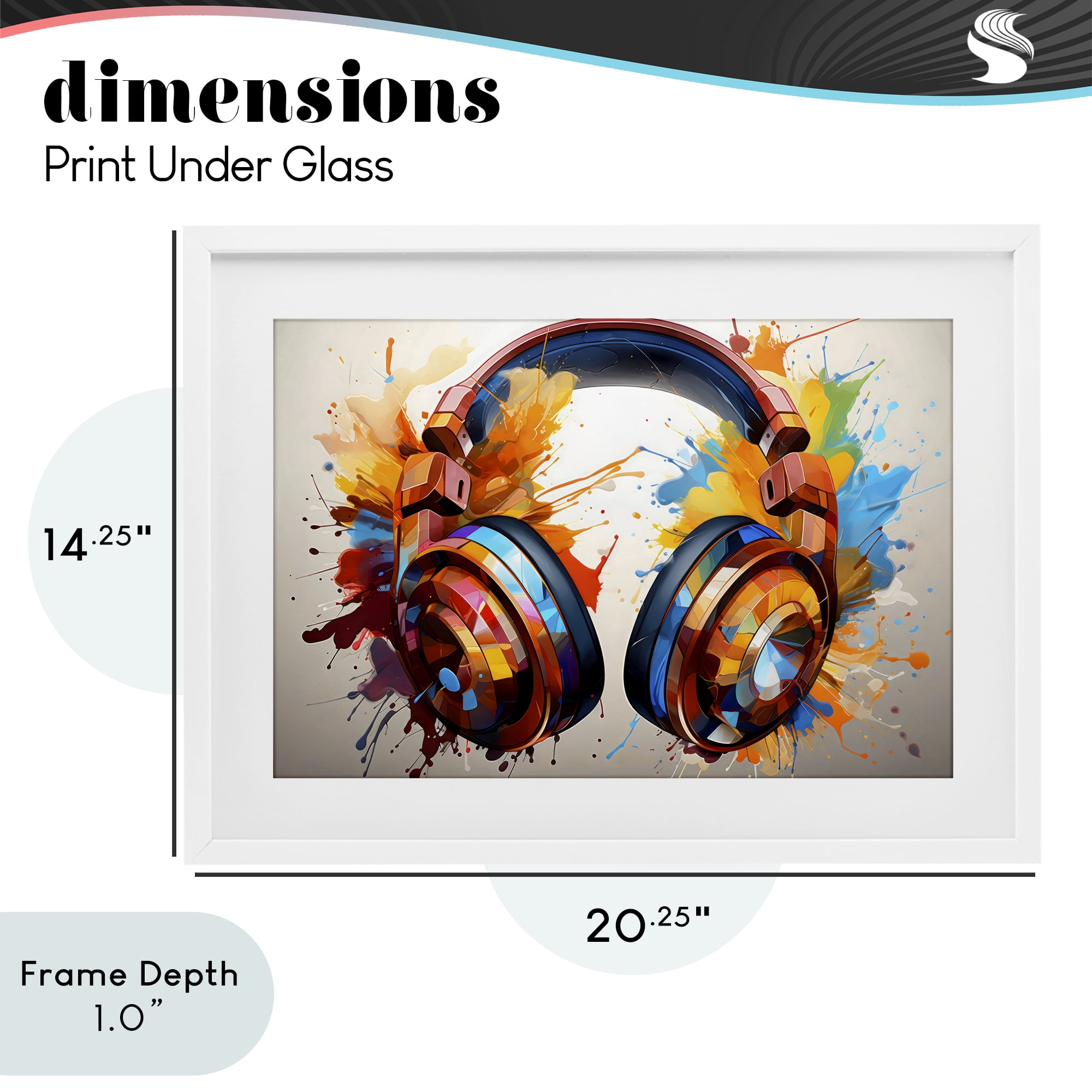 Stupell Industries Music In Color Splatter White Framed Print Under Glass, design by Creative Studio