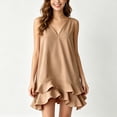 thumbnail image 3 of YuXingFu formal Dresses for Women Mini V-Neck Plus Size Womens Dress Sleeveless for Home Casual Summer Khaki S, 3 of 7