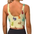 thumbnail image 3 of Haiem Colorful Rabbit Pattern Womens Sports Bra - U Neck Padded Low Impact Yoga Bra Workout Crop Top Gym Moisture-Wicking Workout Vest -Small, 3 of 9