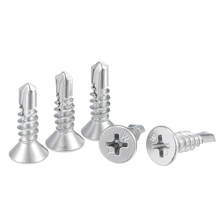 

Uxcell #10 x 19/32 410 Stainless Steel Full Thread Phillips Head Self Drilling Screws 50 Pack