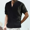 thumbnail image 2 of Chemise Décontractée Unie à Col Montant Manches Retroussables T-Shirt Manches Longues pour Hommes, 2 of 6